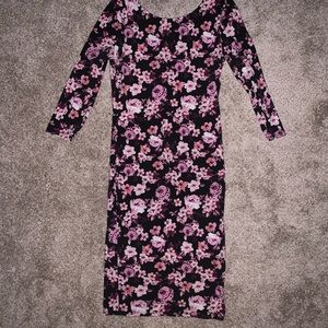 Black and floral bodycon dress